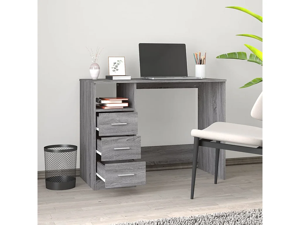 Bureau avec tiroirs Sonoma gris 102x50x76 Bois d'ingénierie