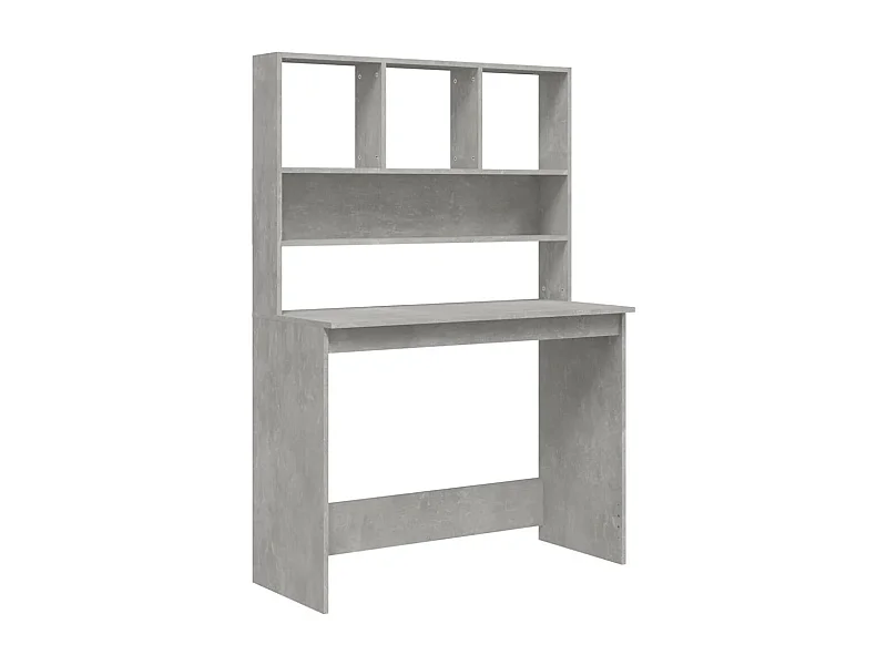 Bureau avec étagères Gris béton 102x45x148 Bois d'ingénierie