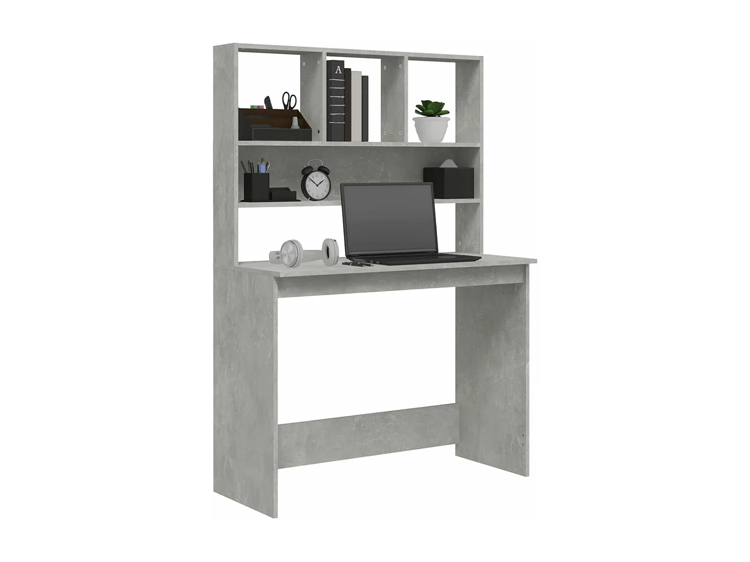 Bureau avec étagères Gris béton 102x45x148 Bois d'ingénierie