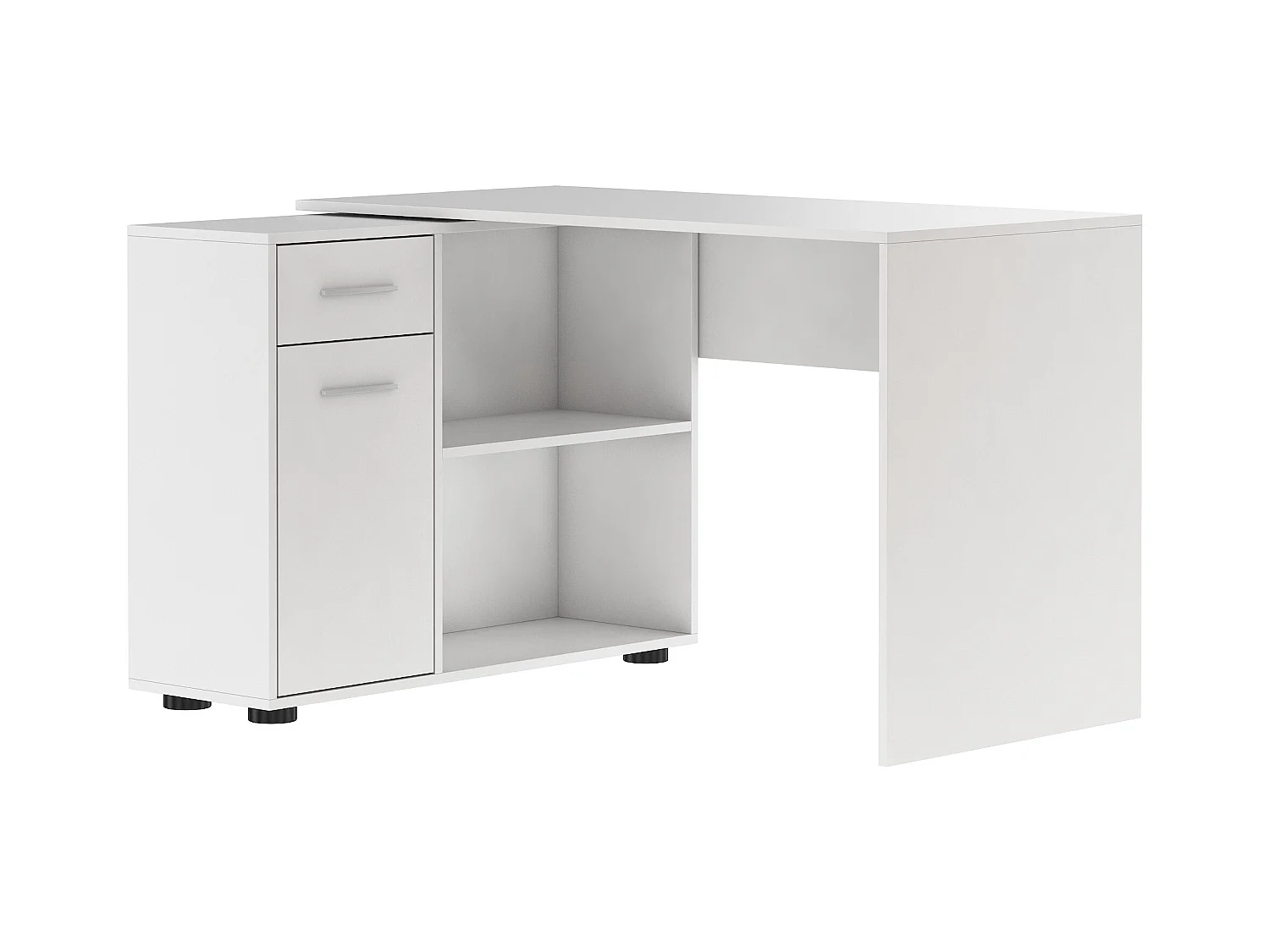 Bureau d'angle modulable blanc avec rangement Paulo 120cm