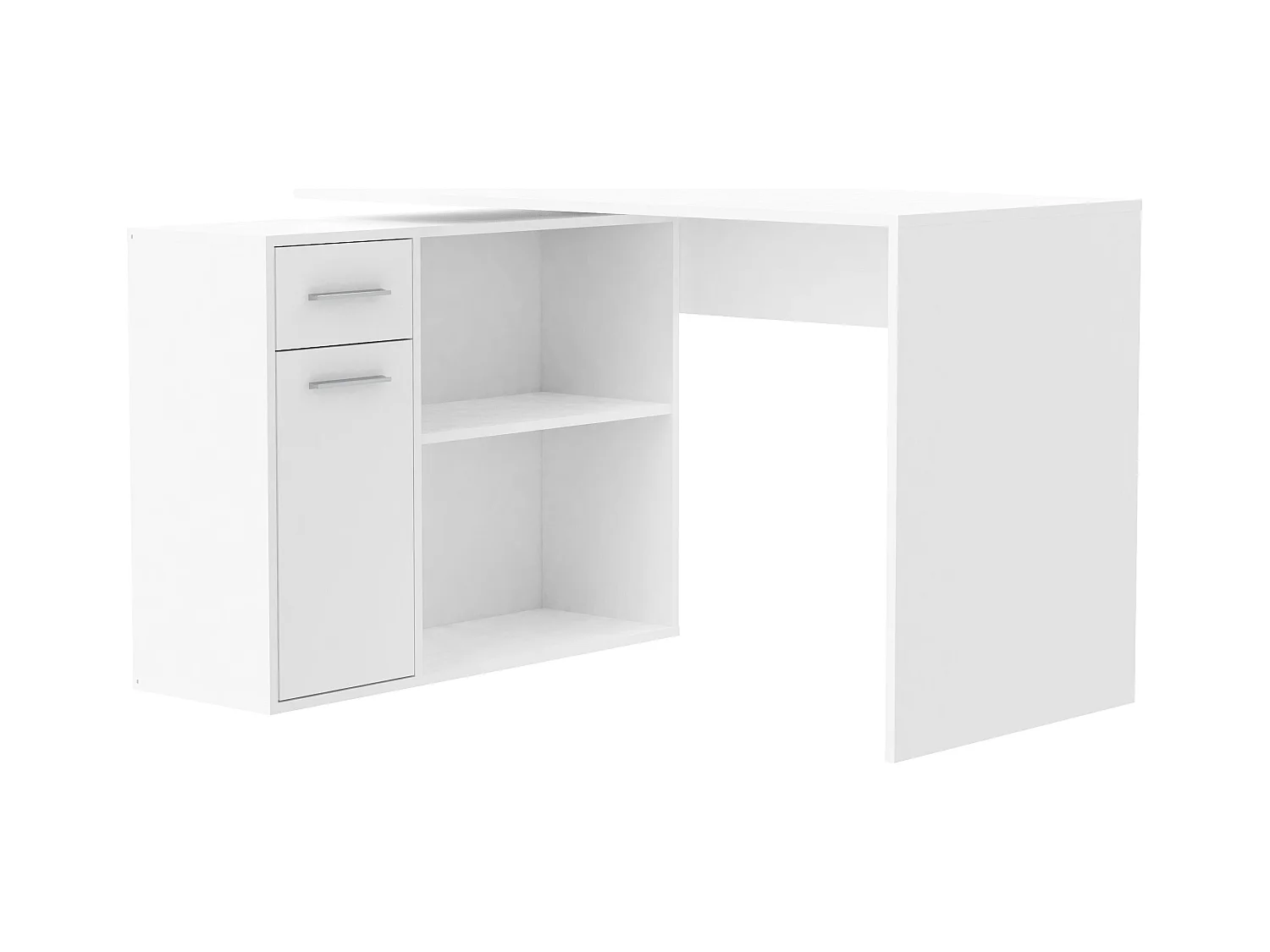 Bureau d'angle modulable blanc avec rangement Paulo 120cm