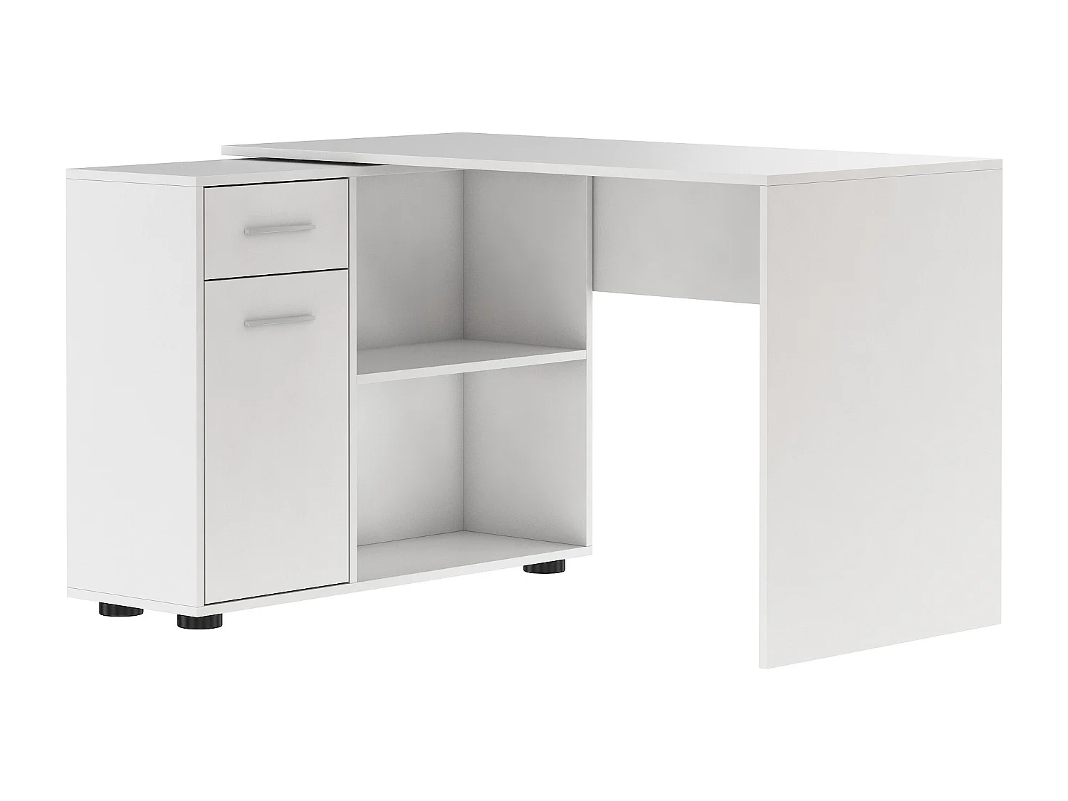 Bureau d'angle modulable blanc avec rangement Paulo 120cm