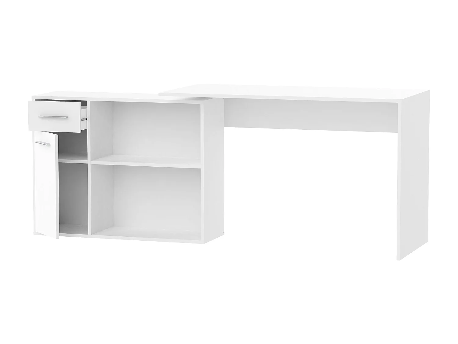 Bureau d'angle modulable blanc avec rangement Paulo 120cm