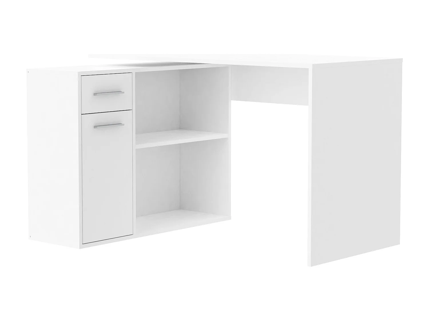 Bureau d'angle modulable blanc avec rangement Paulo 120cm