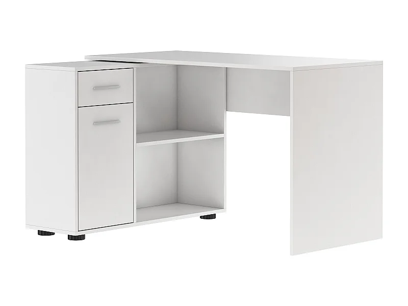 Bureau d'angle modulable blanc avec rangement Paulo 120cm