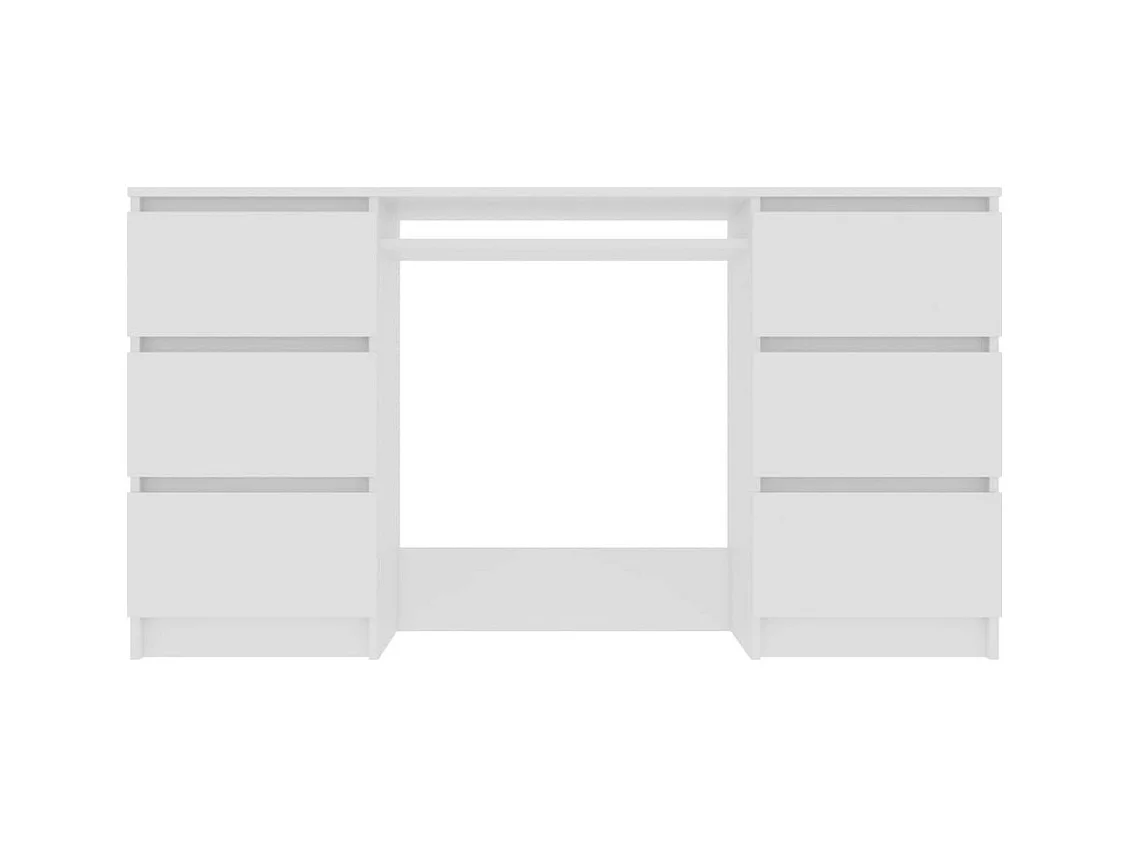 Bureau bois blanc 6 tiroirs Study 140cm