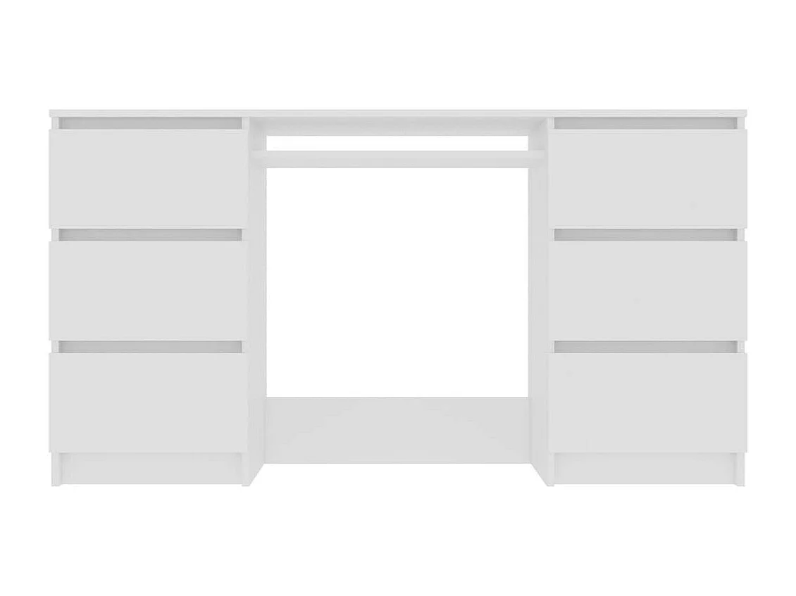 Bureau bois blanc 6 tiroirs Study 140cm