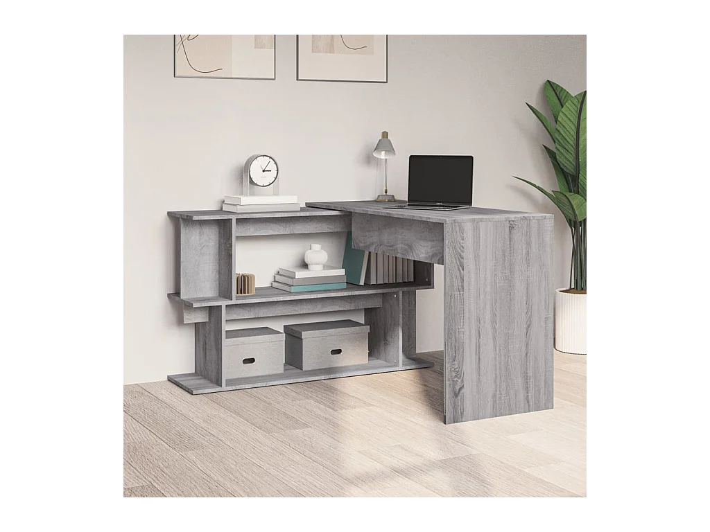 Bureau d'angle Sonoma gris 200x50x76 Bois d'ingénierie