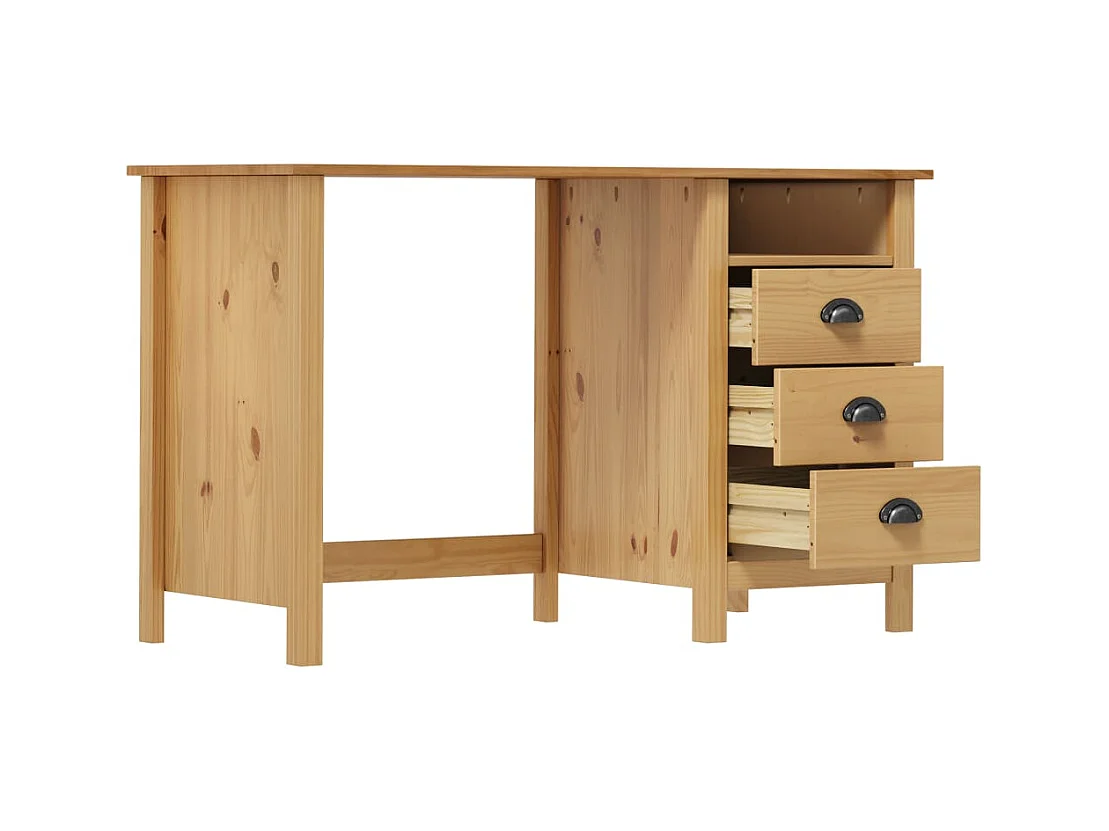 Bureau Hill Range avec 3 tiroirs 120x50x74 Pin solide