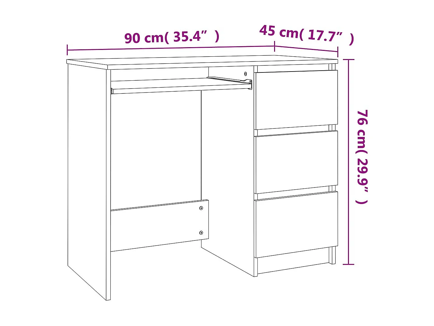 Bureau Chêne fumé 90x45x76 Bois d'ingénierie