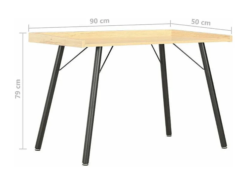 Bureau chêne clair et pieds métal noir Coolair