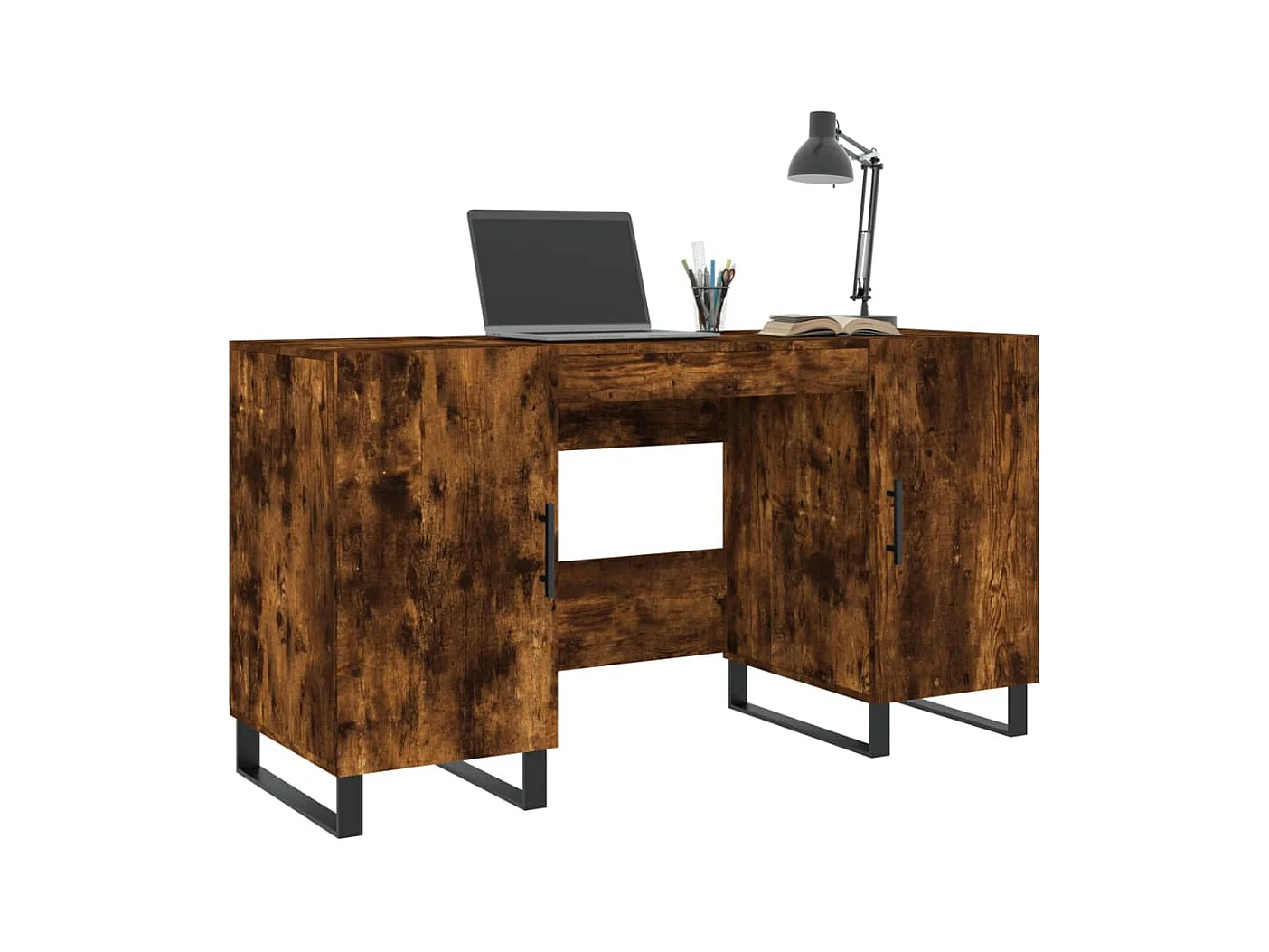 Bureau chêne fumé 140x50x75 bois d'ingénierie