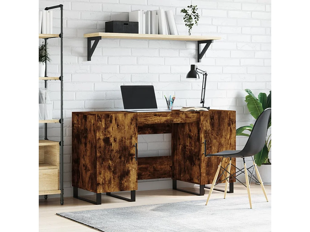 Bureau chêne fumé 140x50x75 bois d'ingénierie