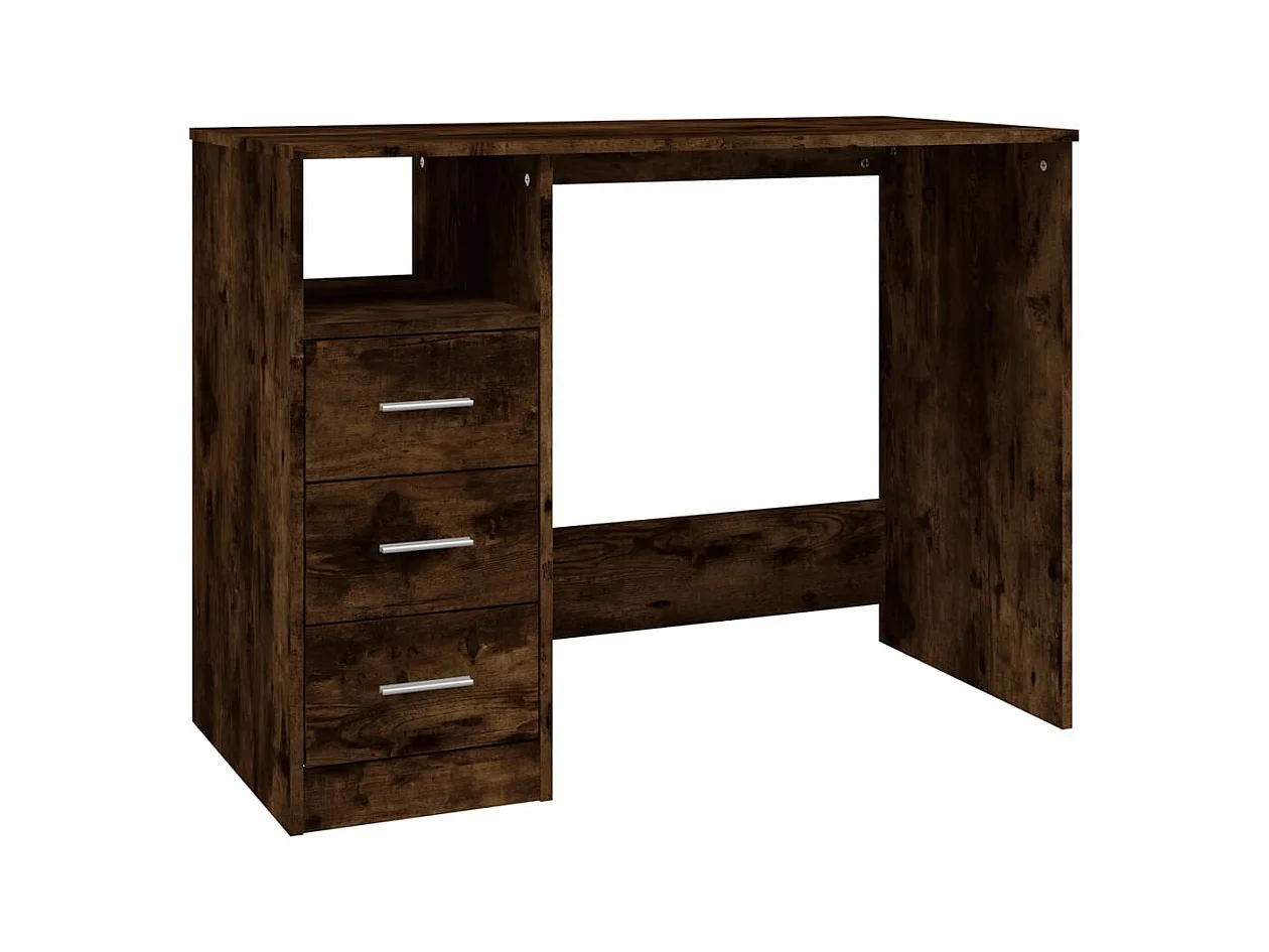Bureau avec tiroirs Chêne fumé 102x50x76 Bois d'ingénierie