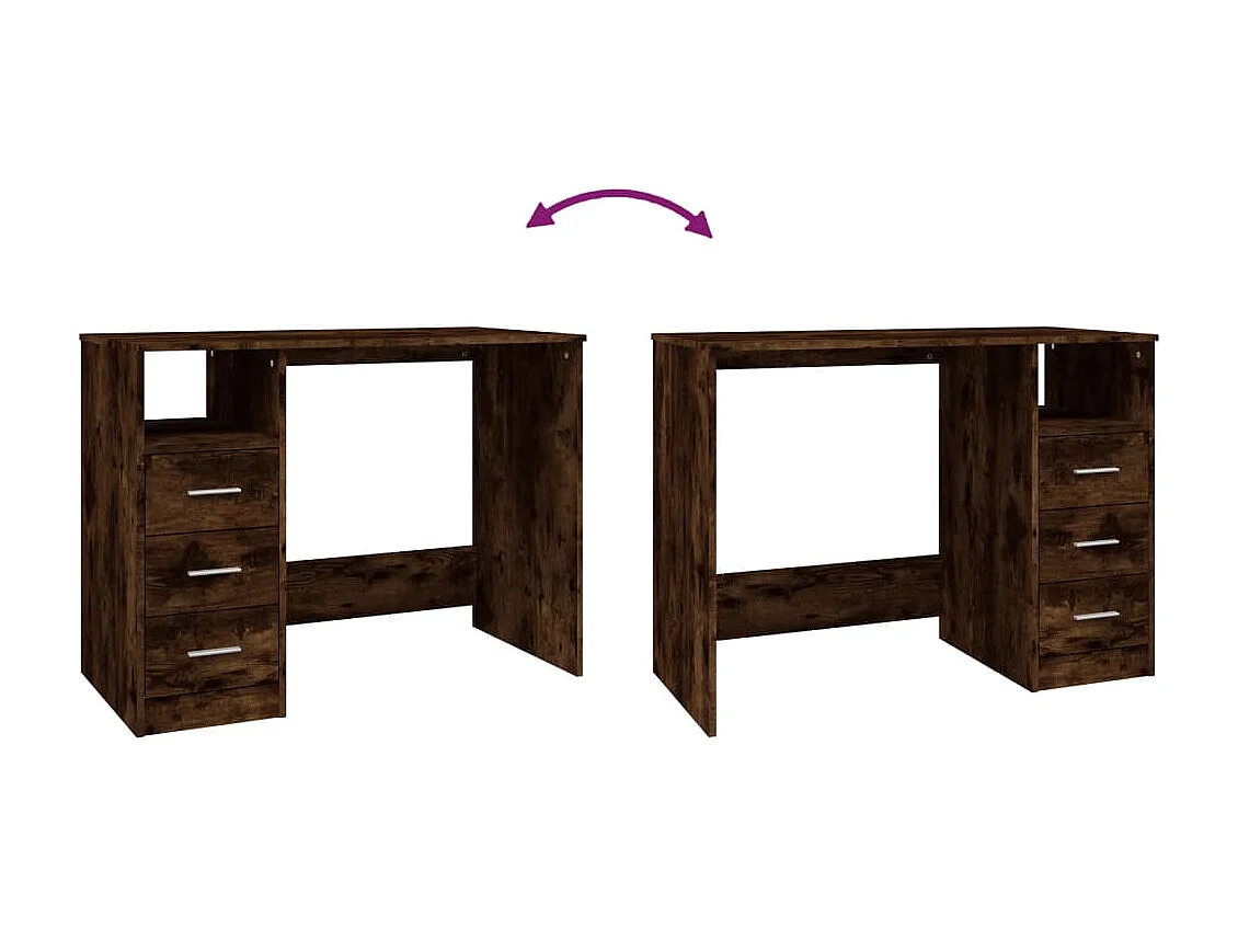 Bureau avec tiroirs Chêne fumé 102x50x76 Bois d'ingénierie