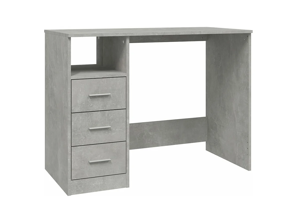 Bureau avec tiroirs Gris béton 102x50x76 Bois d'ingénierie