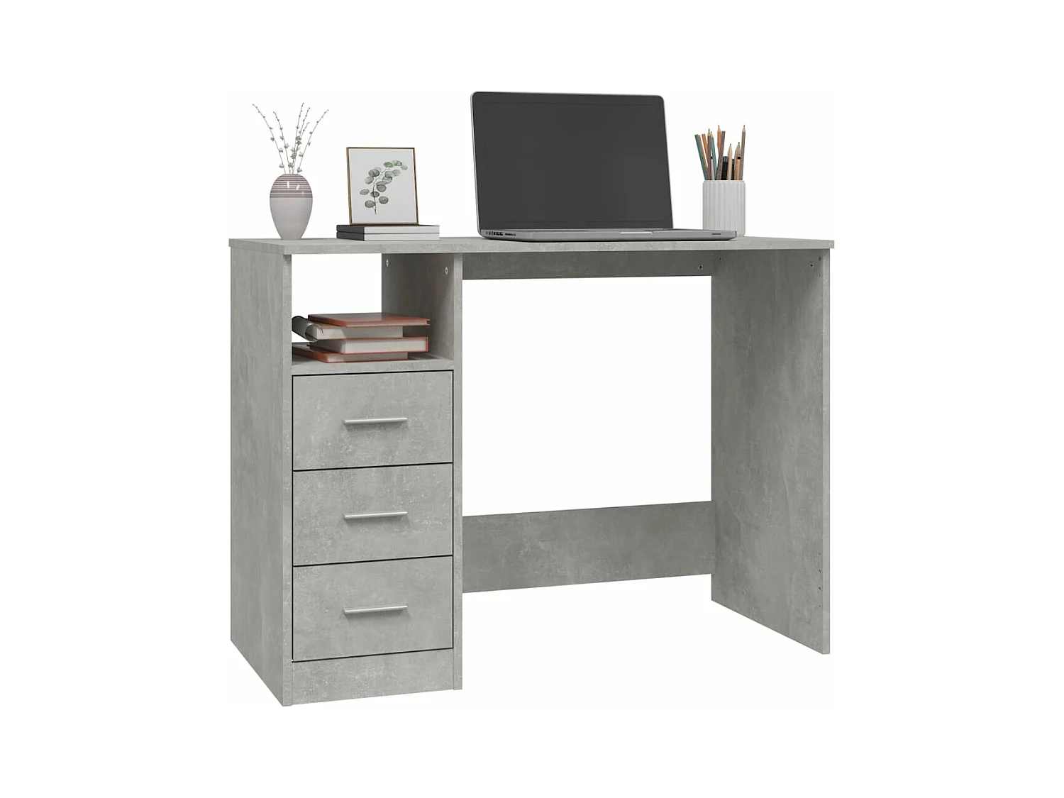 Bureau avec tiroirs Gris béton 102x50x76 Bois d'ingénierie