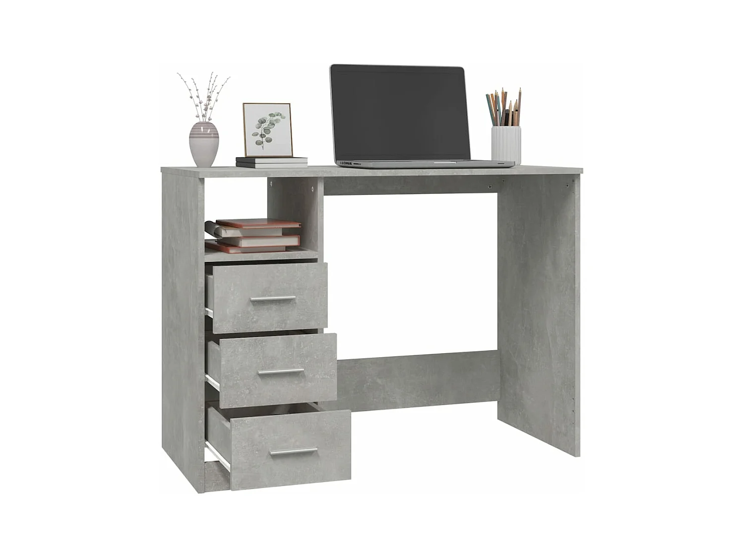 Bureau avec tiroirs Gris béton 102x50x76 Bois d'ingénierie