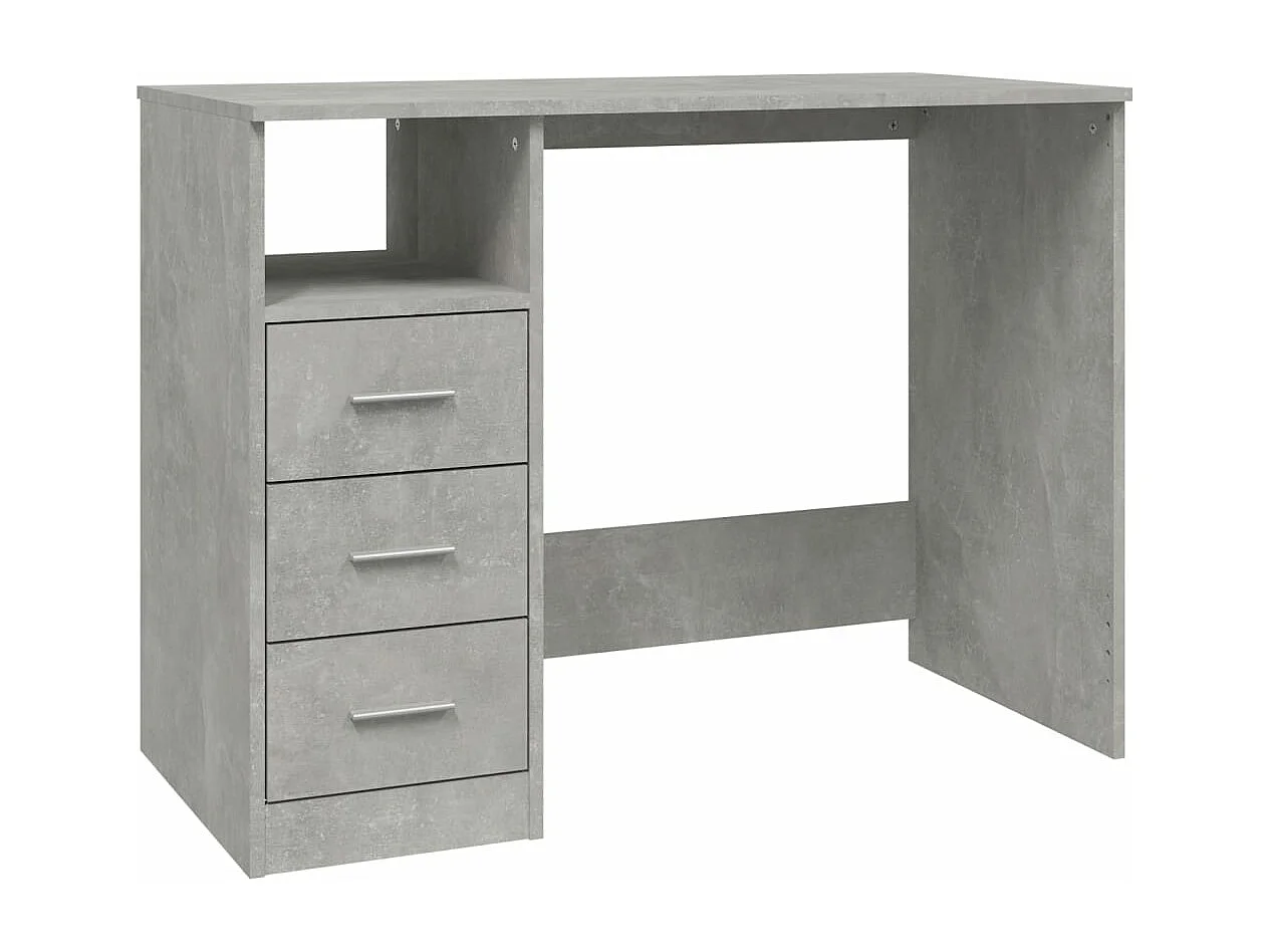 Bureau avec tiroirs Gris béton 102x50x76 Bois d'ingénierie
