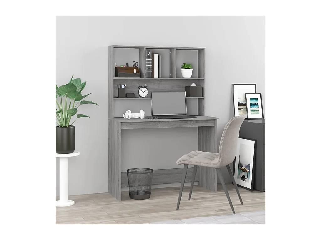 Bureau avec étagères Sonoma gris 102x45x148 Bois d'ingénierie