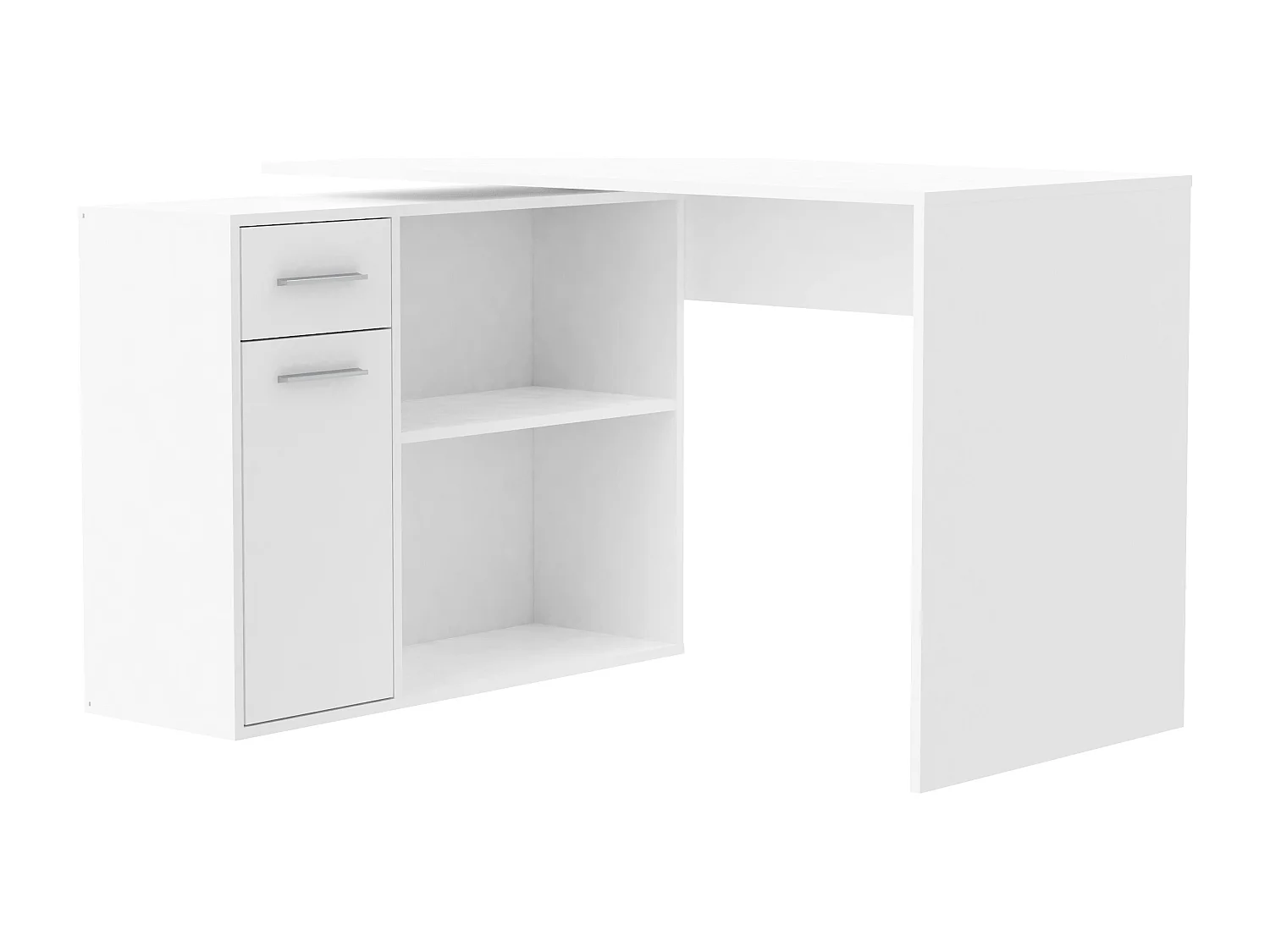 Bureau d'angle modulable blanc et gris avec rangement Paulo 120cm