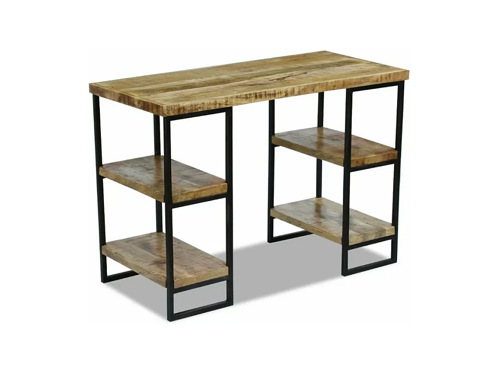 Bureau manguier massif clair et métal noir Induka