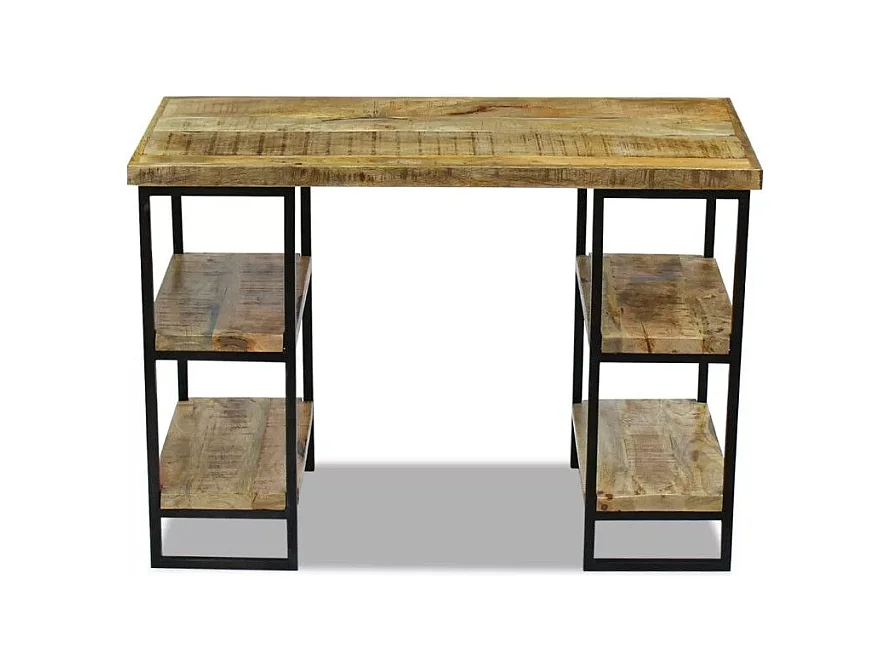 Bureau manguier massif clair et métal noir Induka