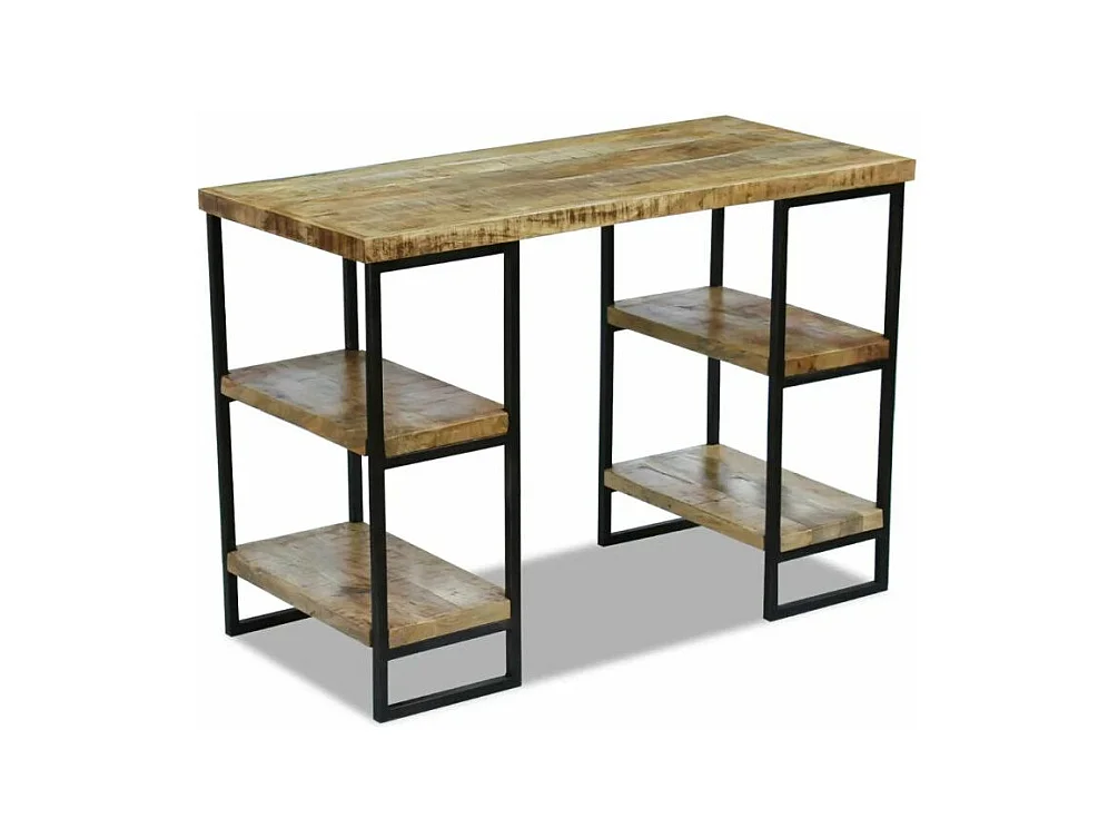 Bureau manguier massif clair et métal noir Induka