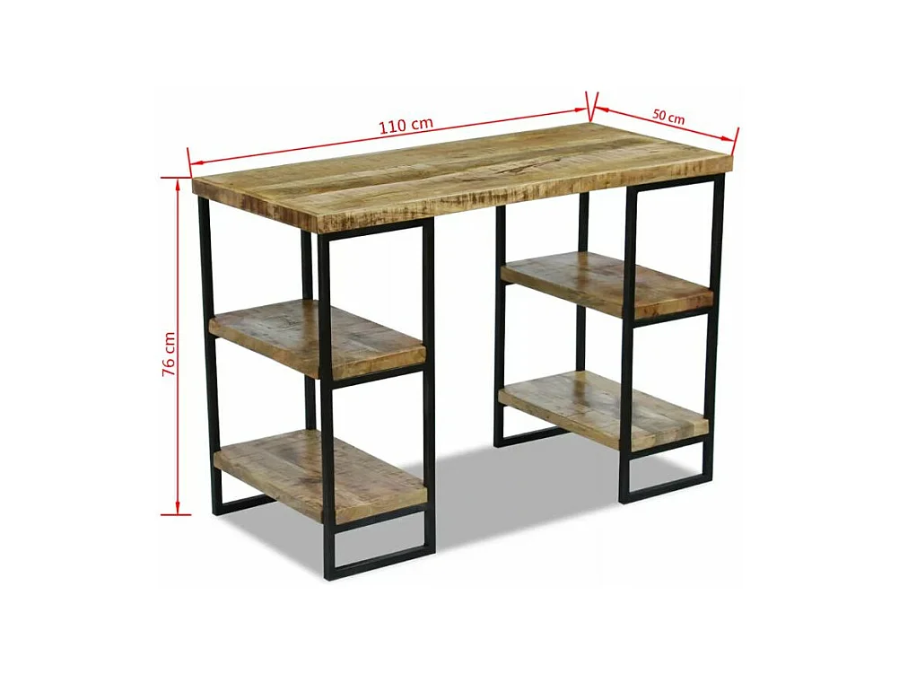 Bureau manguier massif clair et métal noir Induka