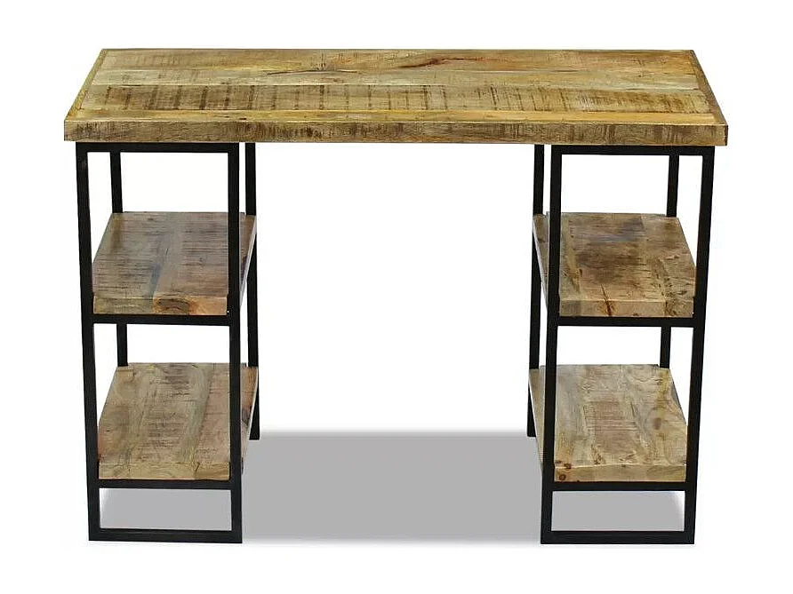 Bureau manguier massif clair et métal noir Induka