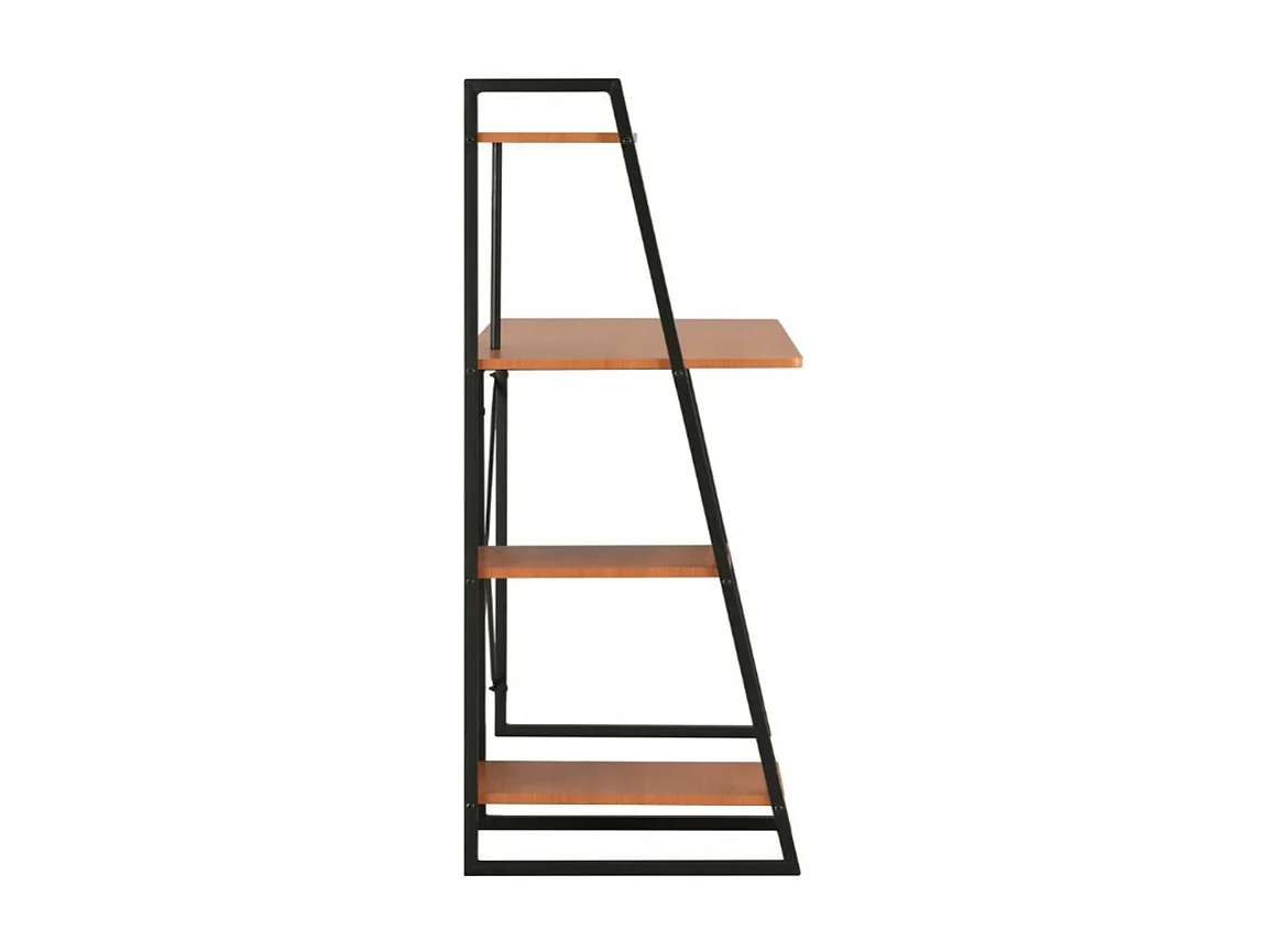 Bureau 4 étagères bois marron et métal noir Rohan