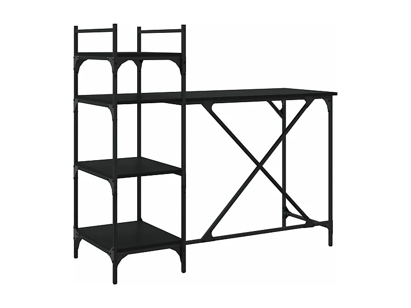 Bureau d'ordinateur avec étagères noir 120x47x109