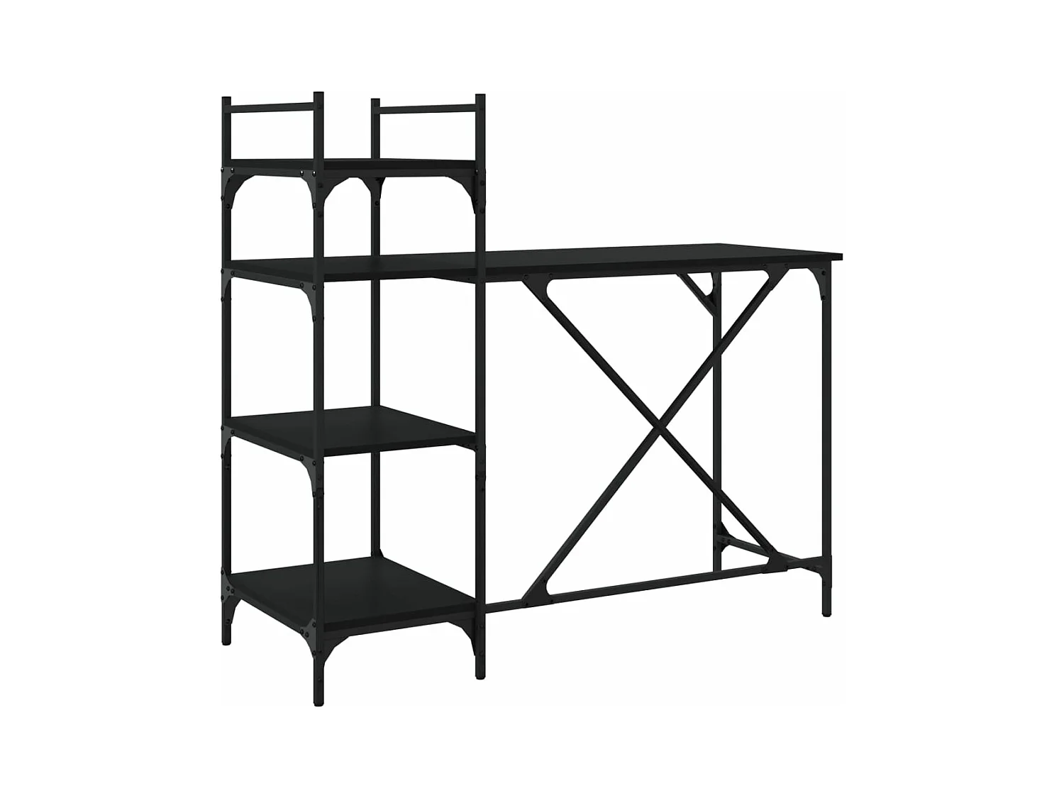 Bureau d'ordinateur avec étagères noir 120x47x109