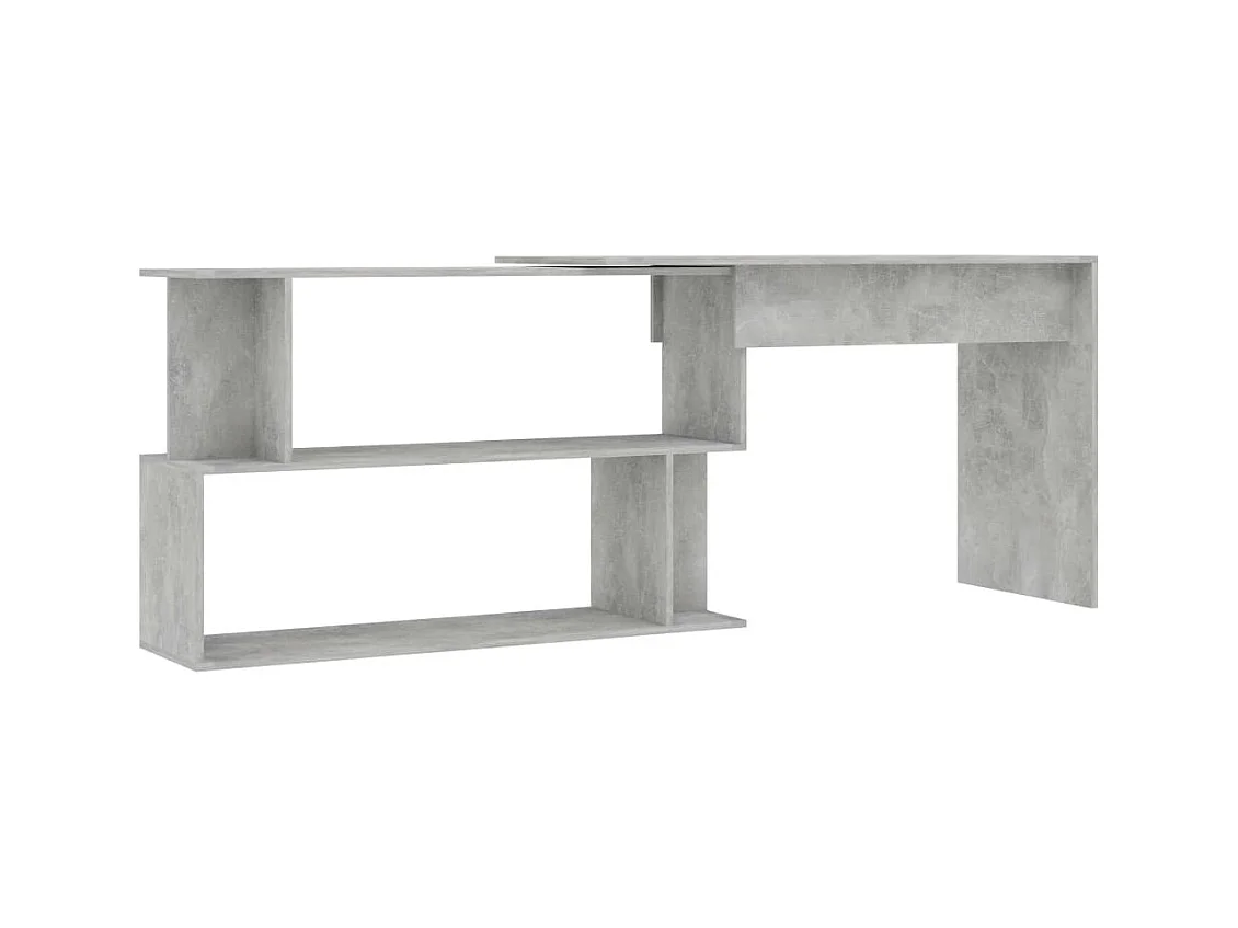 Bureau d'angle Gris béton 200x50x76