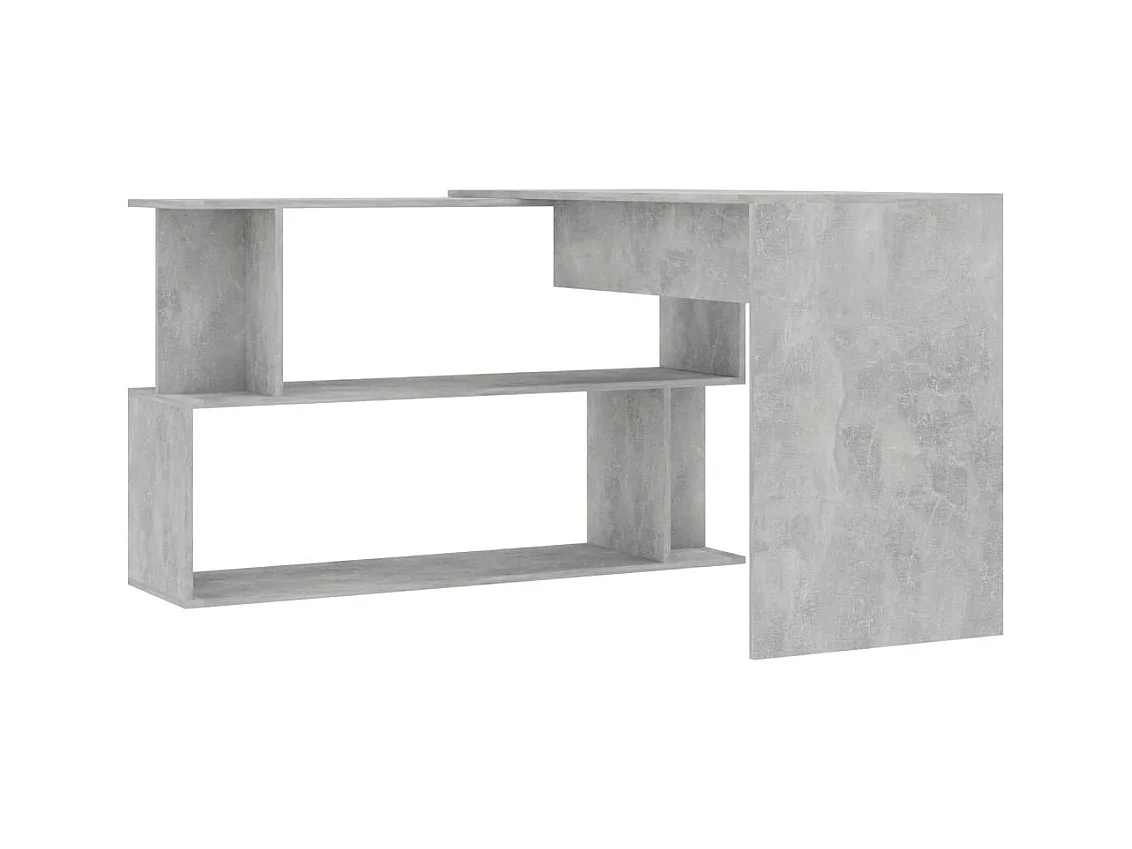 Bureau d'angle Gris béton 200x50x76