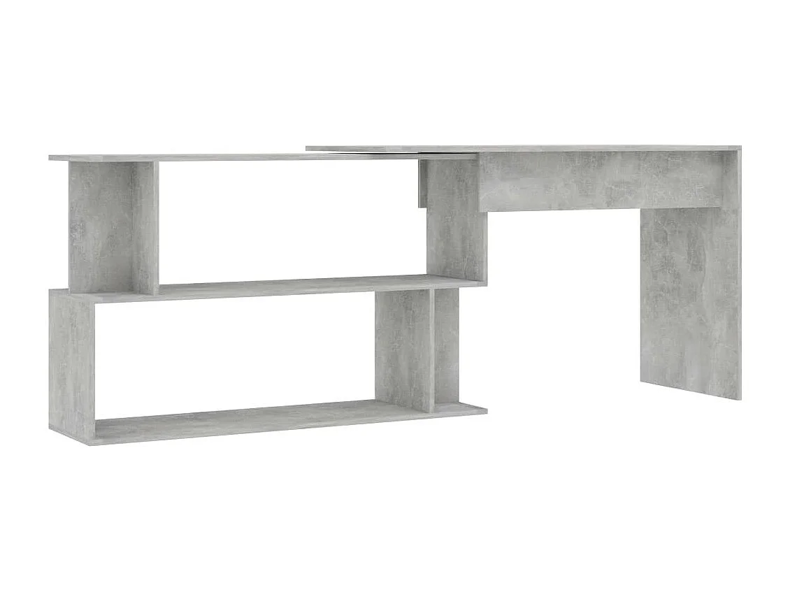 Bureau d'angle Gris béton 200x50x76