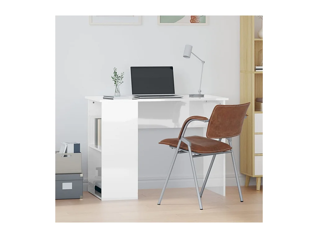 Bureau Blanc brillant 100x55x75 Bois d'ingénierie