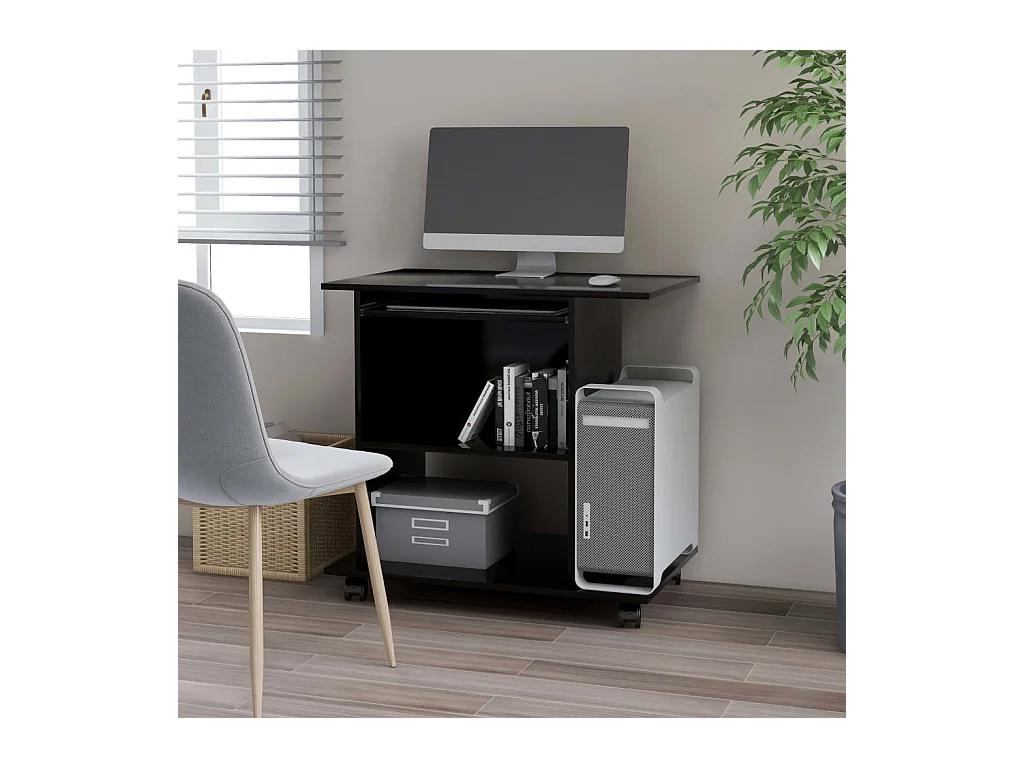 Bureau d'ordinateur Noir 80x50x75