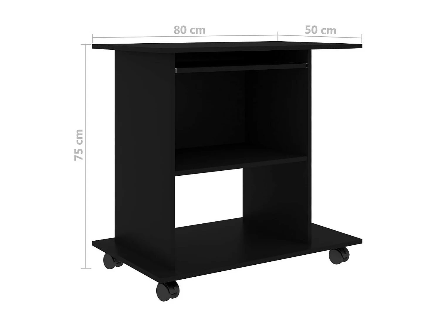 Bureau d'ordinateur Noir 80x50x75
