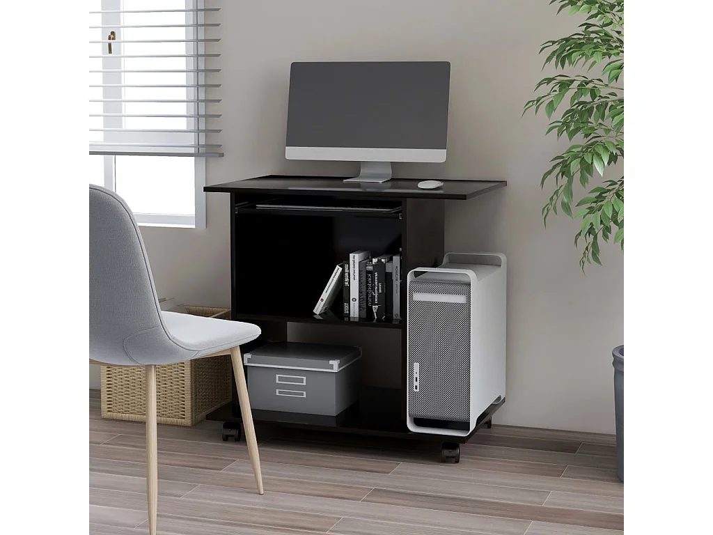 Bureau d'ordinateur Noir 80x50x75