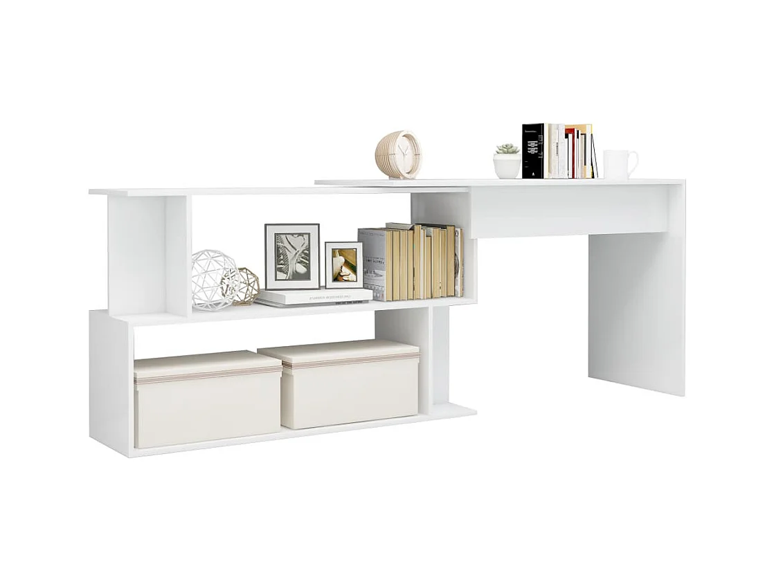 Bureau d'angle Blanc brillant 200x50x76