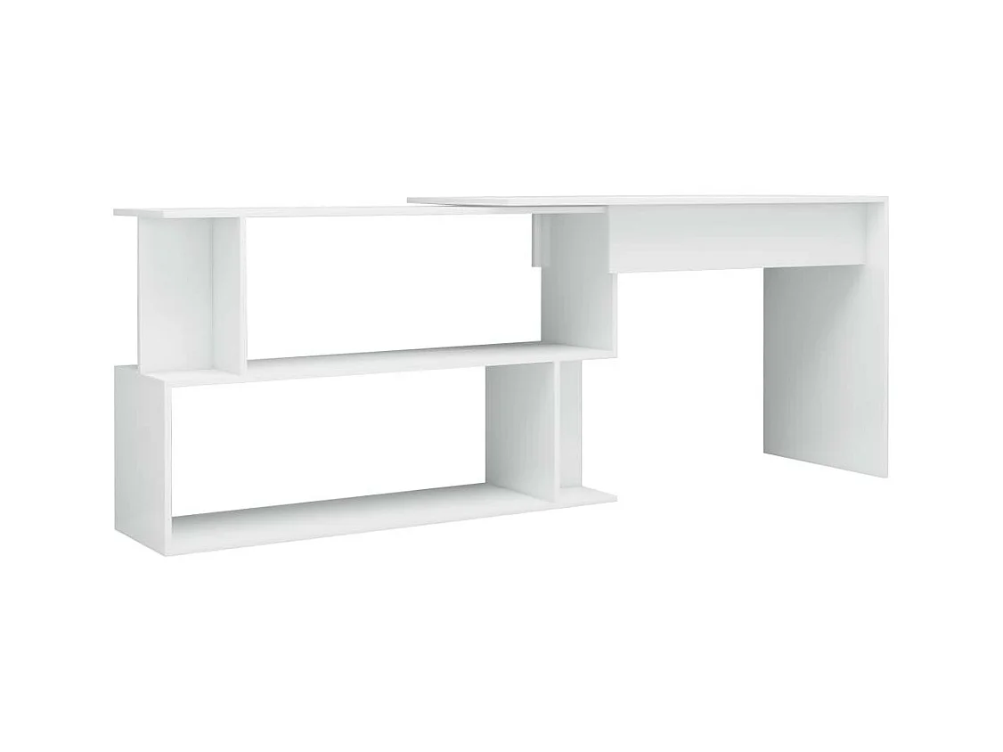 Bureau d'angle Blanc brillant 200x50x76