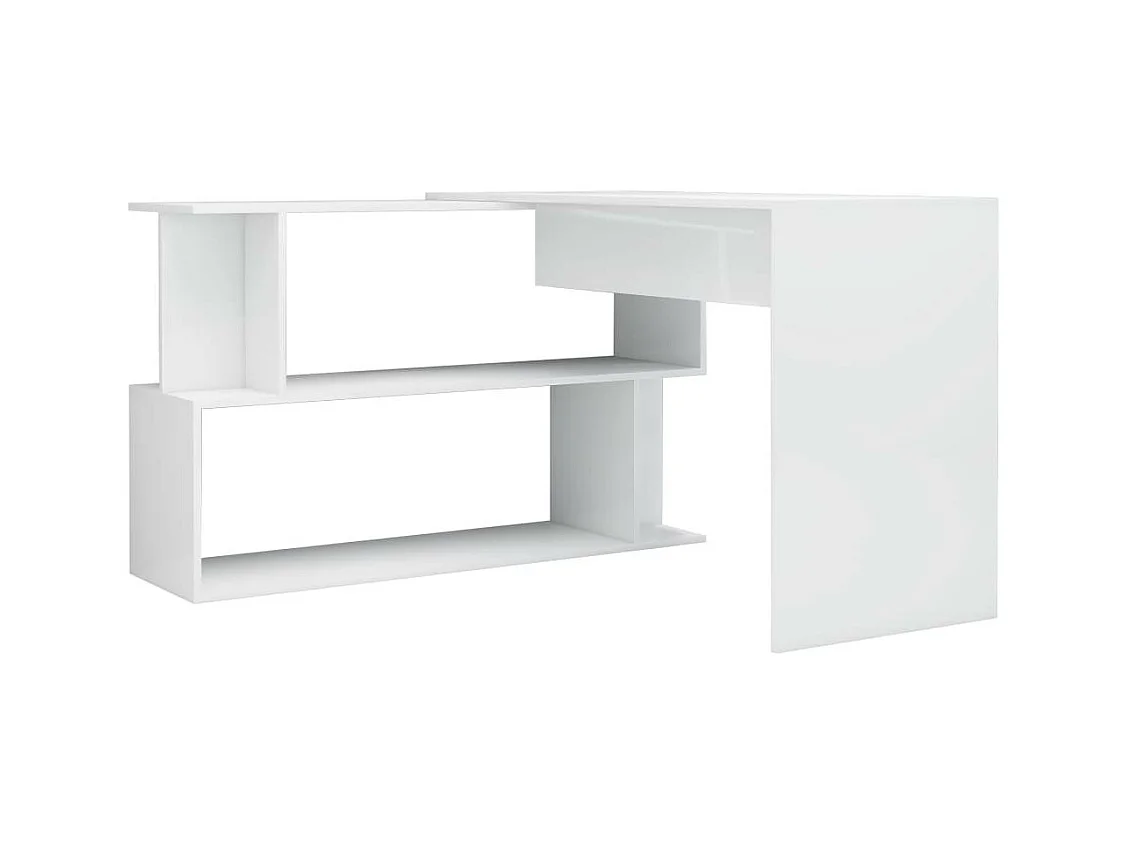 Bureau d'angle Blanc brillant 200x50x76