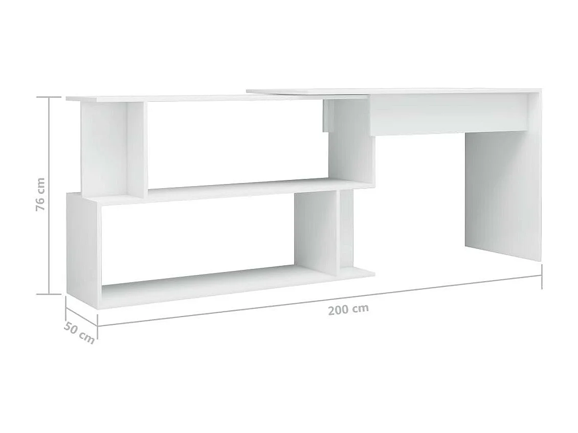 Bureau d'angle Blanc brillant 200x50x76