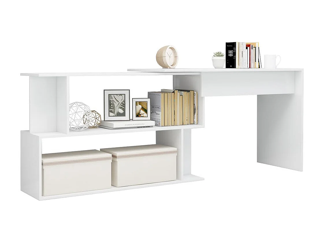 Bureau d'angle Blanc brillant 200x50x76