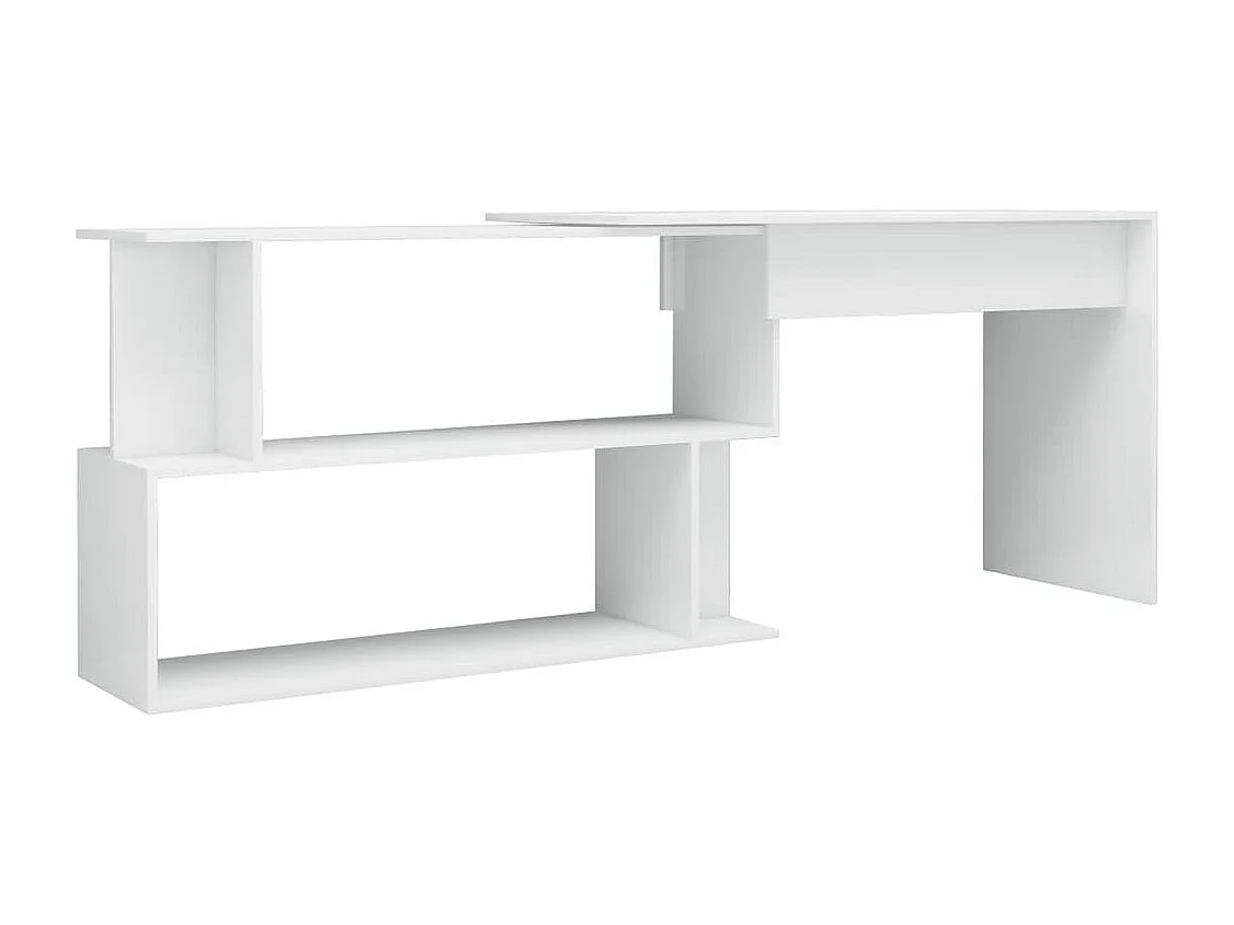 Bureau d'angle Blanc brillant 200x50x76