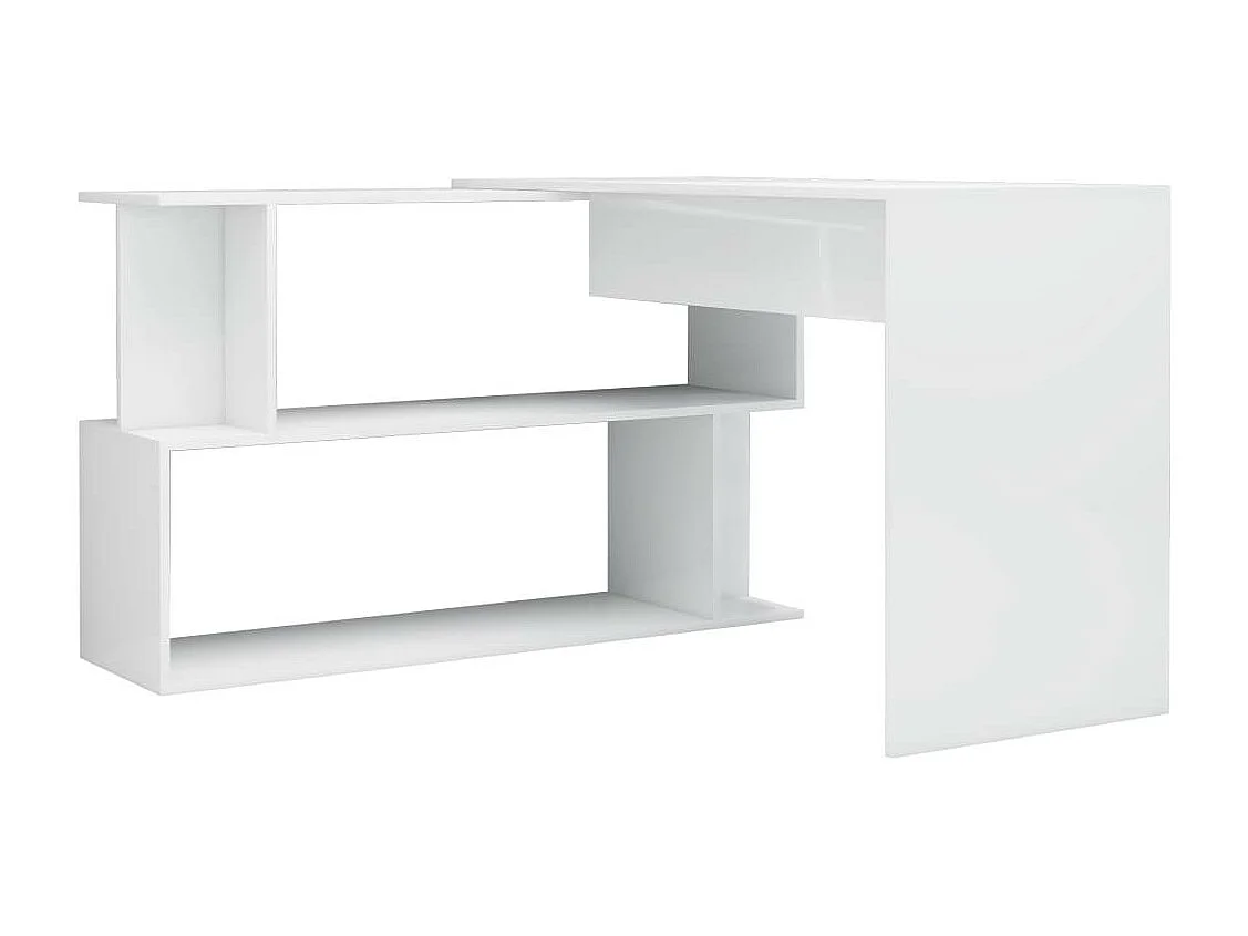 Bureau d'angle Blanc brillant 200x50x76