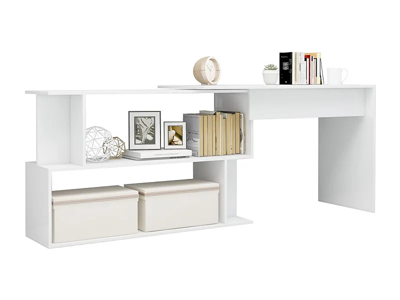 Bureau d'angle Blanc brillant 200x50x76