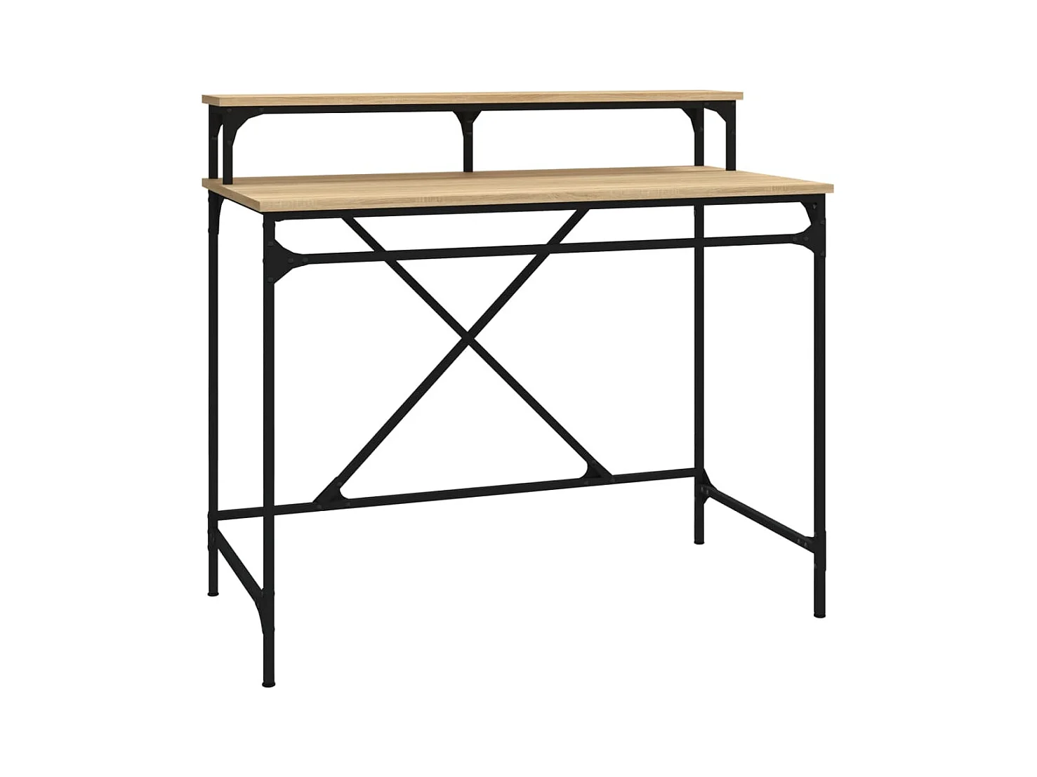 Bureau chêne sonoma 100x50x90 bois d'ingénierie et fer