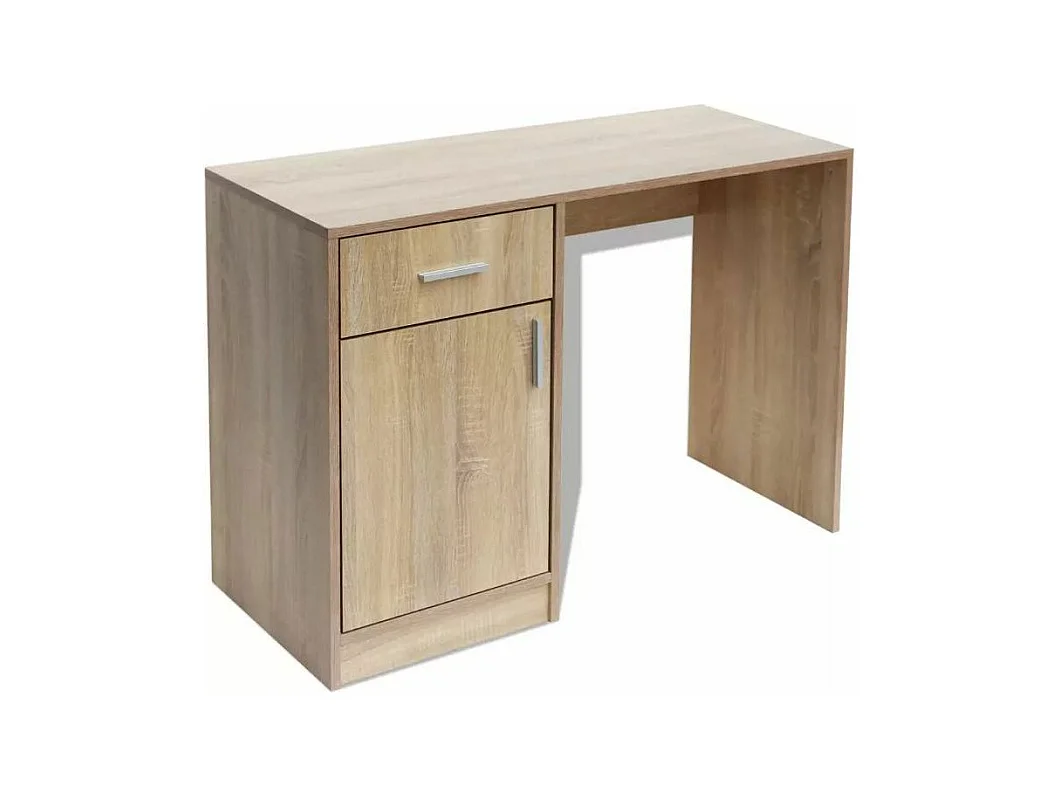 Bureau 1 tiroir 1 placard bois chêne clair Vanirel